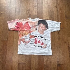 Vintage 2005 Terry Fox 25th Anniversary all over print graphic tee